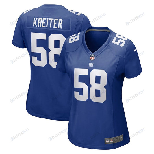 Casey Kreiter 58 New York Giants Women Game Jersey - Royal