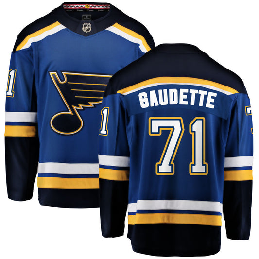 Adam Gaudette St. Louis Blues Fanatics Branded Home Breakaway Jersey - Blue