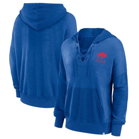 Buffalo Bills Fanatics Branded Women's Heritage Snow Wash French Terry Lace-UpPullover Hoodie - Royal